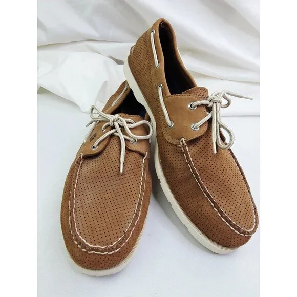 Sperry Top Sider Size 15M Men Camel Mesh Leather Lace Up Low Boat Shoes STS15514 - Picture 7 of 12
